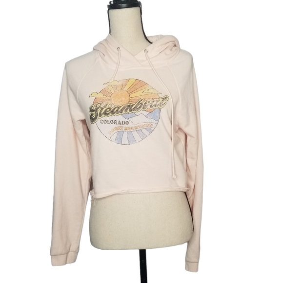 Techstyles Graphic Cropped Crewneck Sweatshirt Hoodie Size Medium - Picture 2 of 13